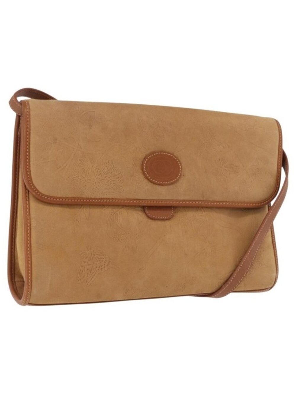 Authentic GUCCI Shoulder Bag Leather Beige Gold